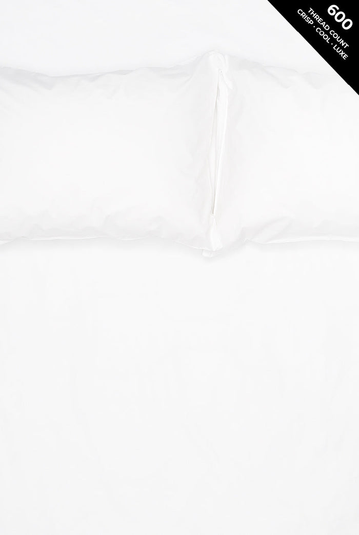 Pima Cotton Percale Bedding in White, 600 Thread Count-ZigZagZurich