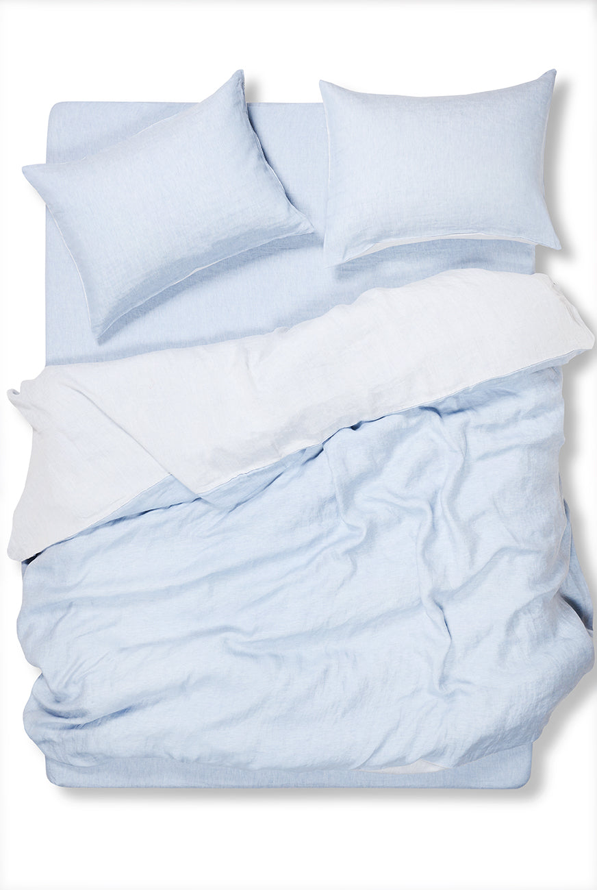 Linen Bedding Two Tone Stonewashed in Light Blue – ZigZagZurich