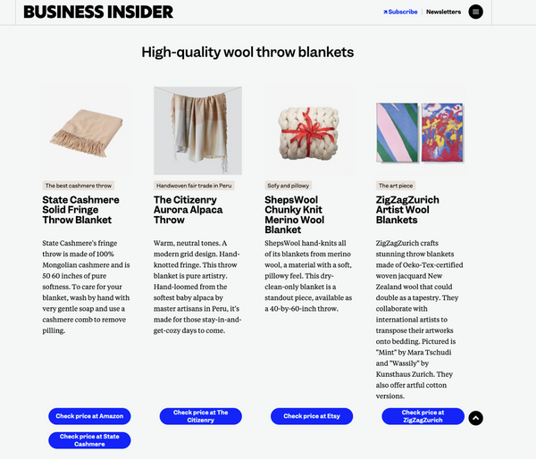 BUSINESS INSIDER - COZYING BLANKETS