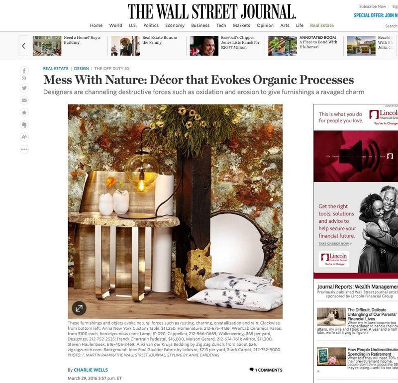 Mess With Nature: Décor that Evokes Organic Processes - Wall Street Journal on Made by Rain