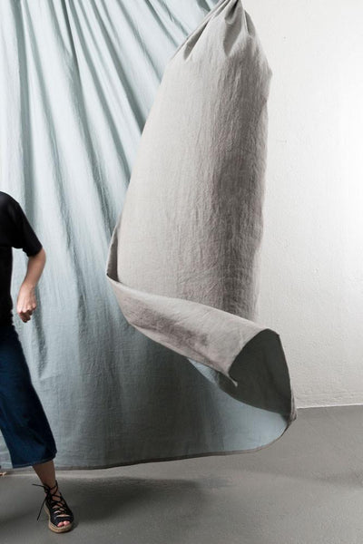 Cotton & Linen Curtains "Belize" in Light Blue & Grey Colors