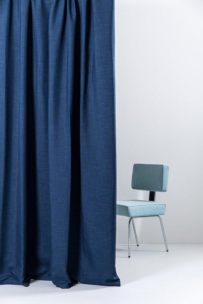 Verdunkelungsvorhang col. Blau - Leinen-Optik