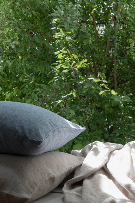 Linen Bedding Melange in Blue Color
