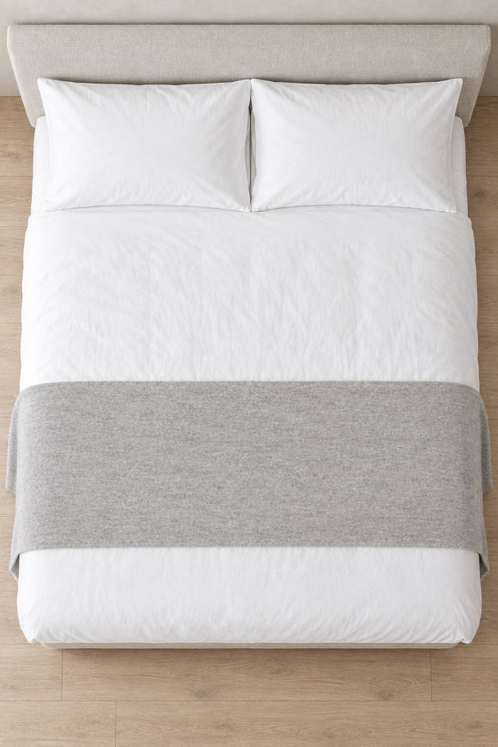 Eco Cashmere Bed Runner in Light Grey