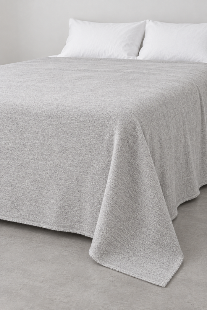 Eco Cashmere Bedspread in Light Grey