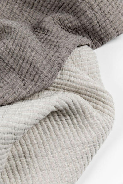 Cashmere Cotton Bedspread in Grey & Chalk Colors