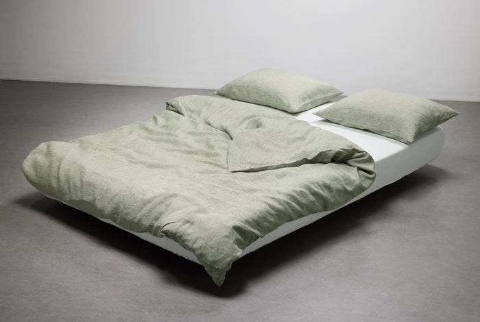 Linen Bedding "Light Melange" in Green Colour