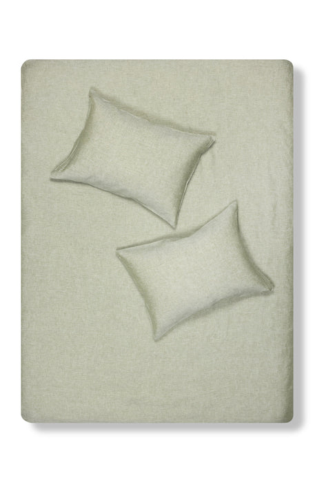 Linen Bedding "Light Melange" in Green Colour
