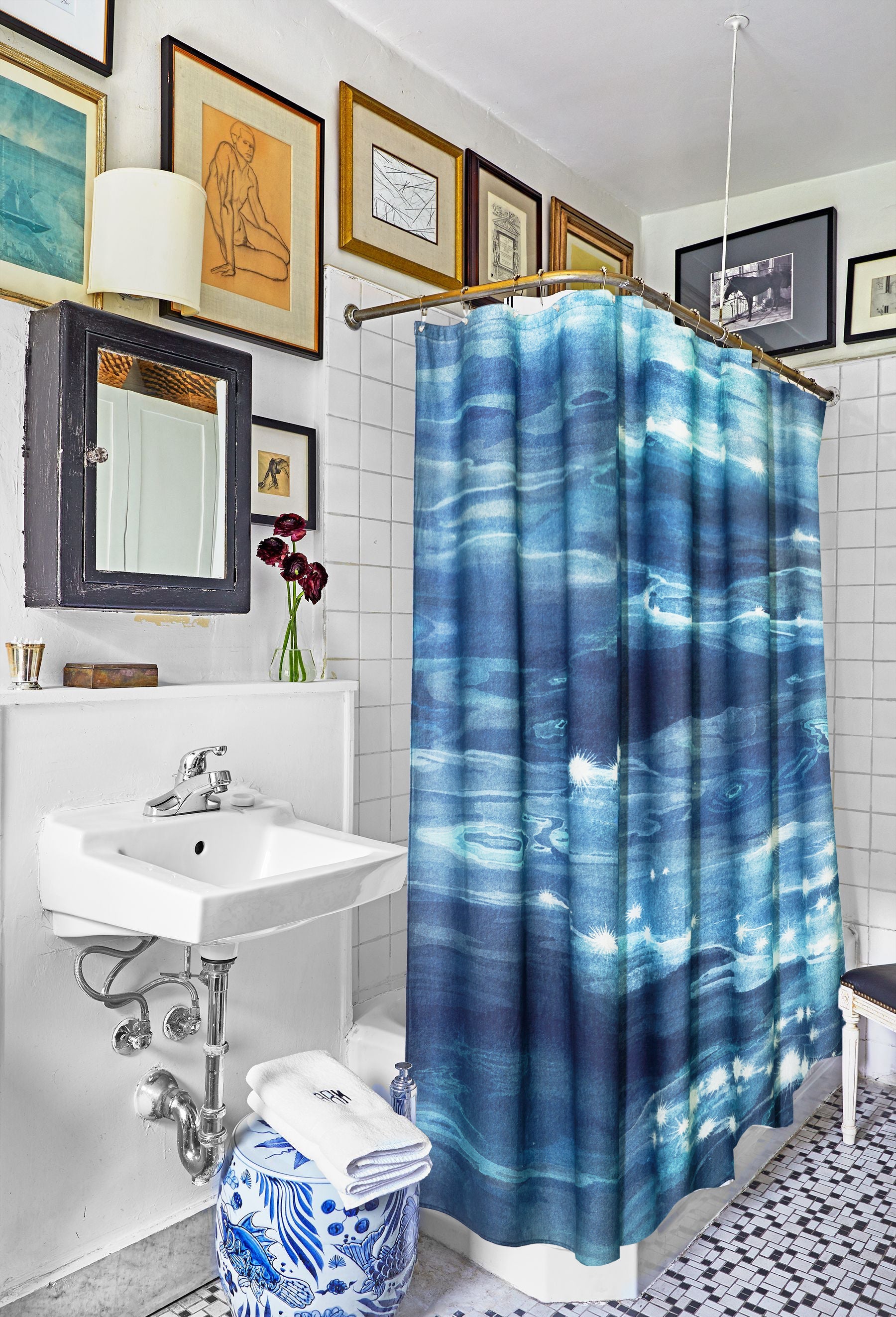 Artist Cotton Shower Curtain Reflection by Karina Eibatova ZigZagZurich