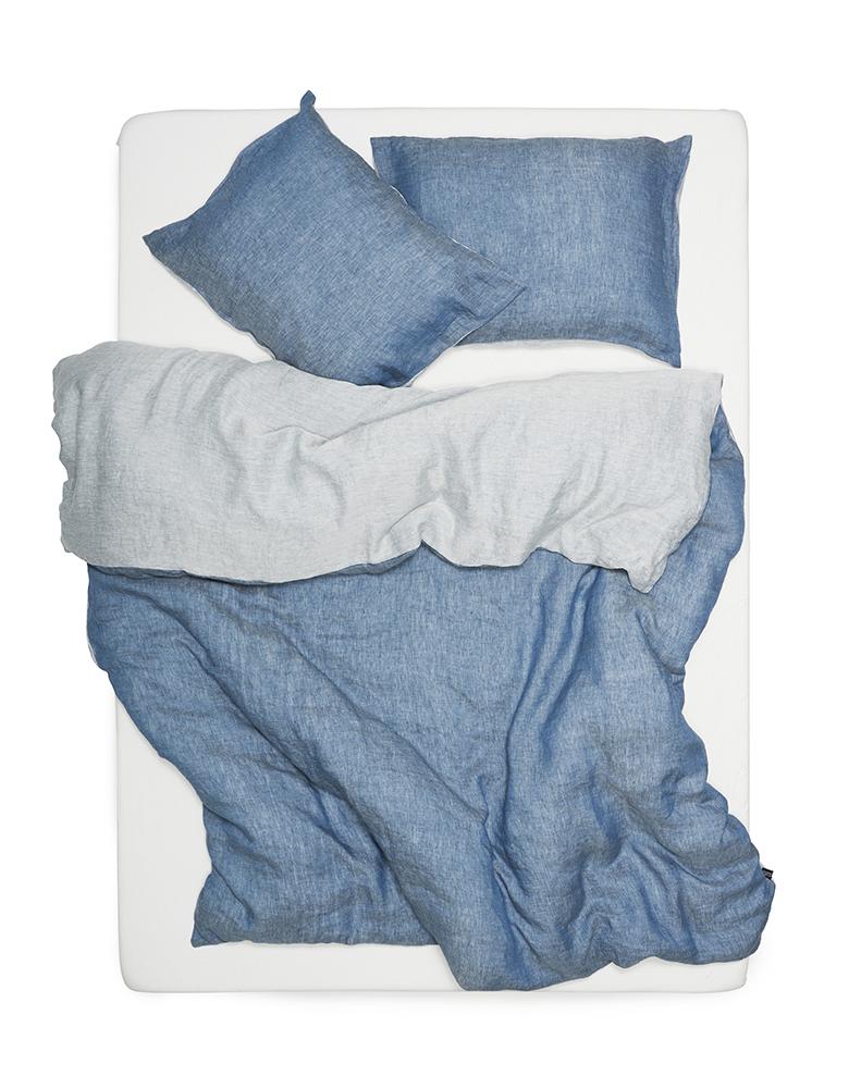 Leinen Bettwäsche Zweifarbig Stonewash in Denim Blau – ZigZagZurich