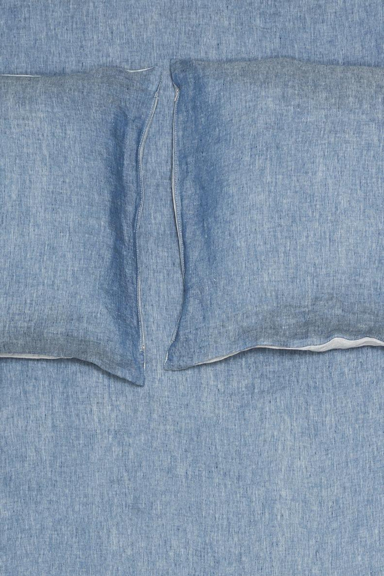 Leinen Bettwäsche Zweifarbig Stonewash in Denim Blau – ZigZagZurich