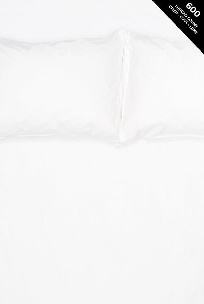 Parure de lit en percale de coton Pima blanche, 600 fils