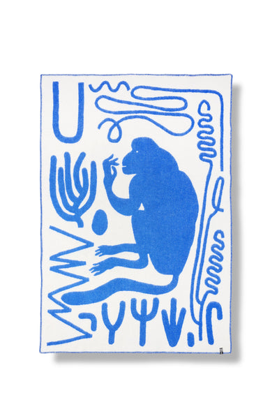 Künstler Wolldecke "Blue Monkey" von Sara Zeiter