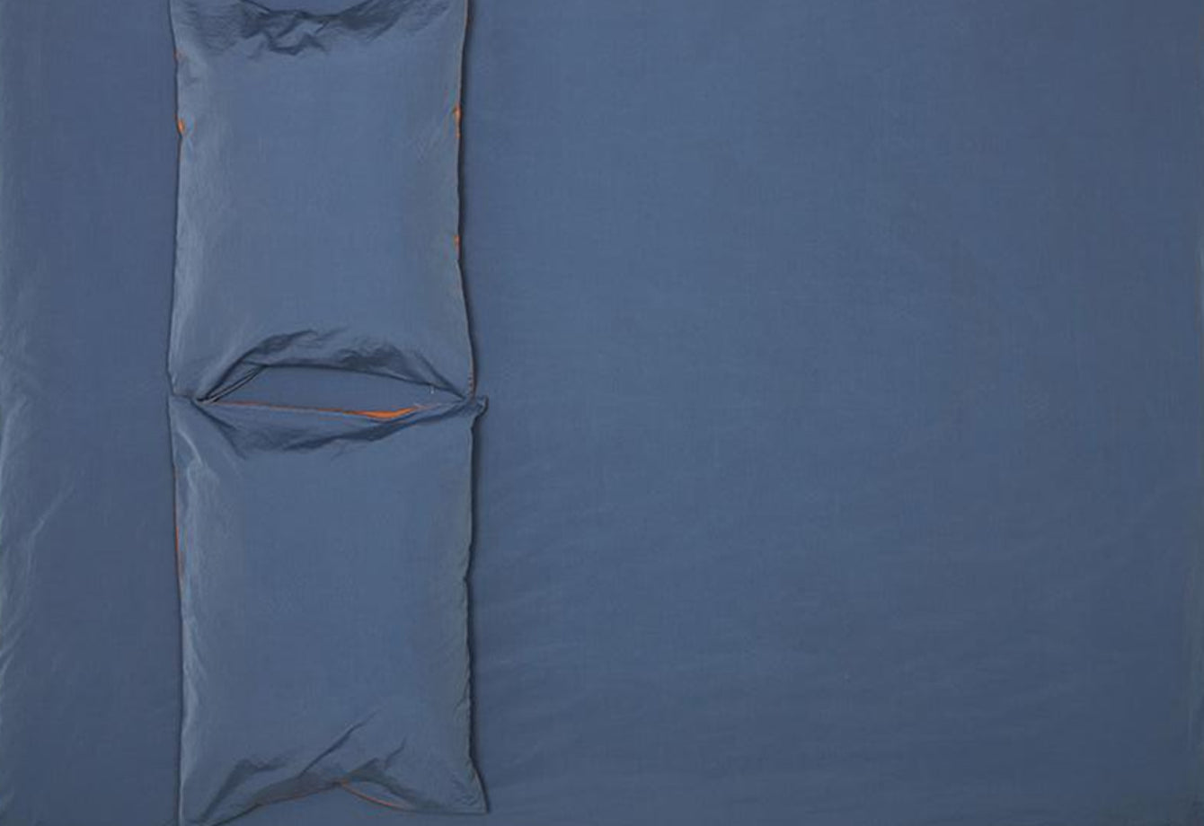 Vintage Egyptian Cotton Bedding in Two Tone Blue & Amber Colors