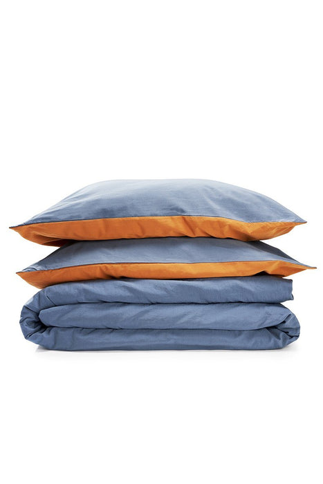 Vintage Egyptian Cotton Bedding in Two Tone Blue & Amber Colors