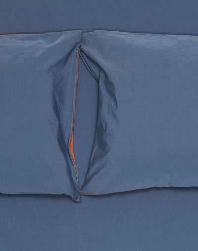 Vintage Egyptian Cotton Bedding in Two Tone Blue & Amber Colors