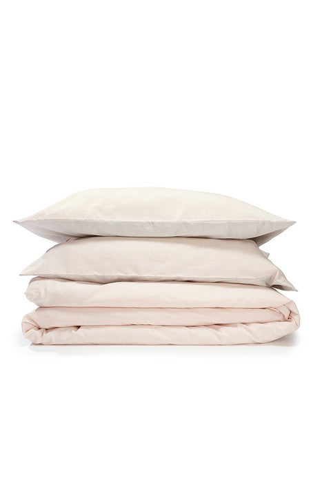 Vintage Egyptian Cotton Bedding in Two Tone Light Grey & Rose Blush Colors