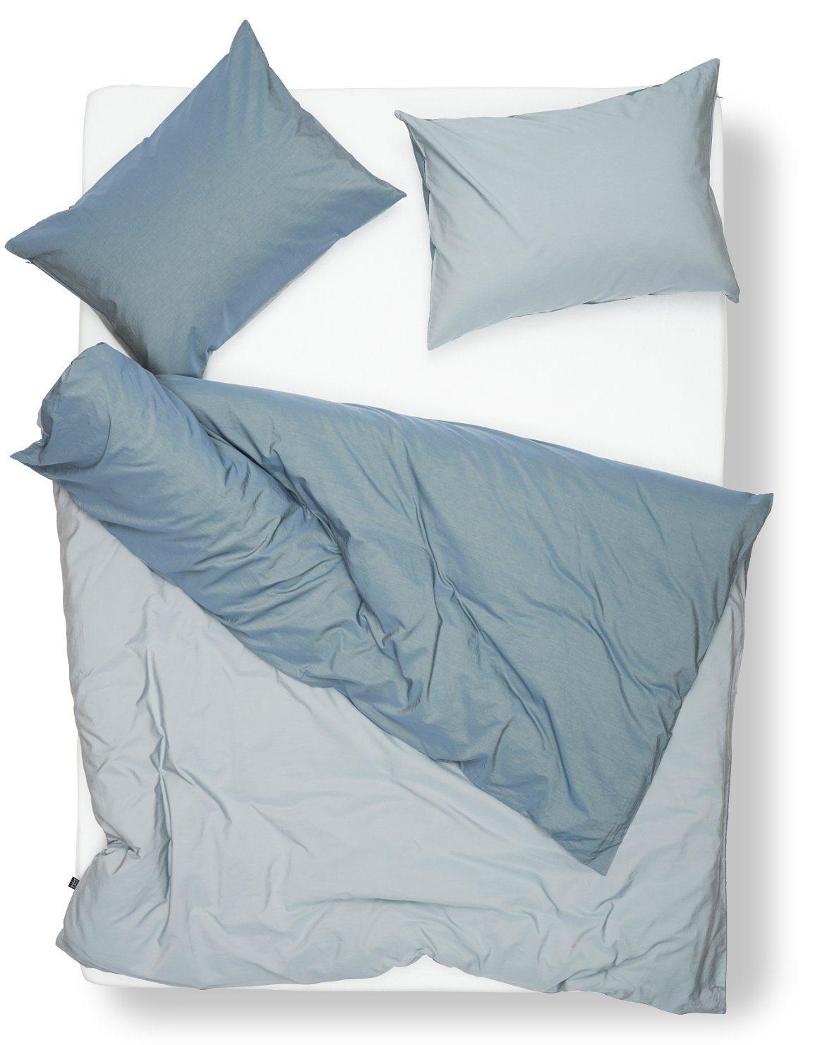 Ägyptische Baumwoll Bettwäsche Vintage in Puderblau & Nickel – ZigZagZurich
