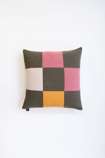 Cushion Cashmere and Merino Wool - Olive Check