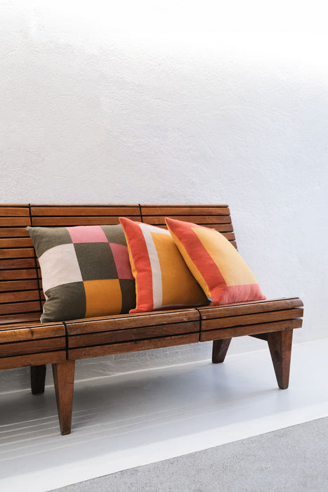 Cushion Cashmere and Merino Wool - Blue Check