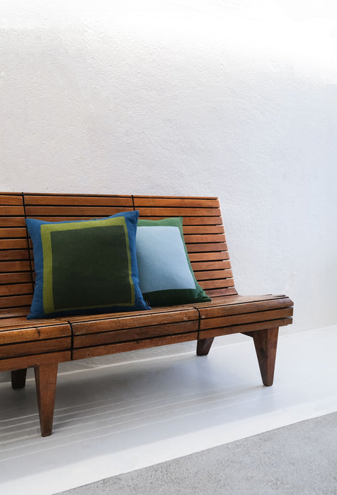 Cushion Cashmere and Merino Wool - Blue Check