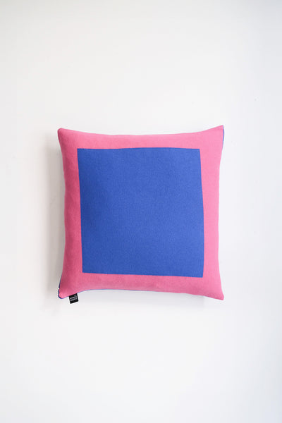 Cushion Cashmere and Merino Wool - Geometric Blue / Pink