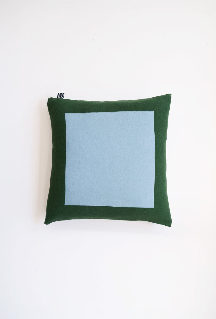 Cushion Cashmere and Merino Wool - Geometric Green / Blue