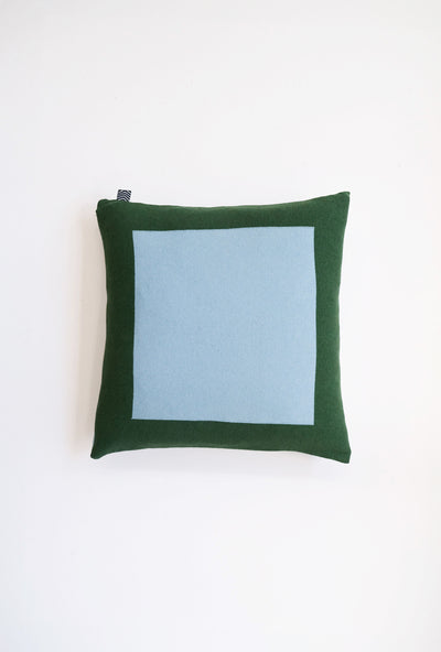 Cushion Cashmere and Merino Wool - Geometric Green / Blue
