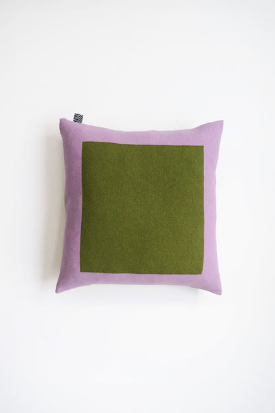 Cushion Cashmere and Merino Wool - Geometric Green / Pink