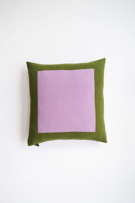 Cushion Cashmere and Merino Wool - Geometric Green / Pink