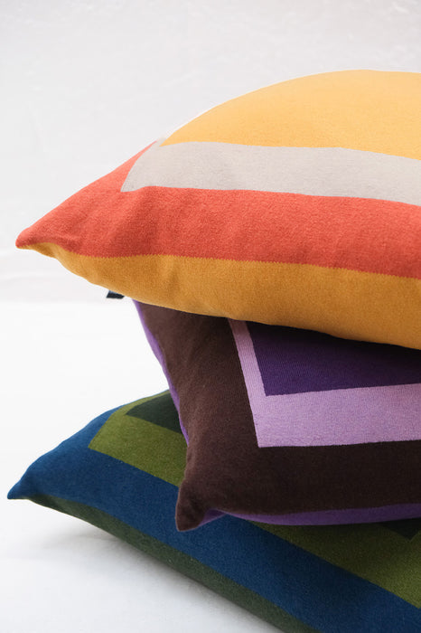 Cushion Cashmere and Merino Wool - Orange Squares