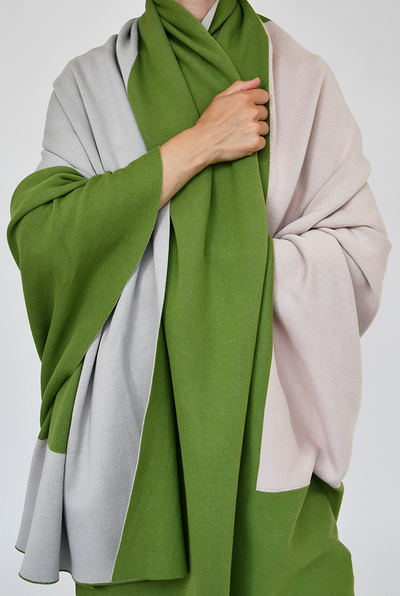 Knit Cotton Blanket "Two Fold Moss Green" by Michele Rondelli-ZigZagZurich