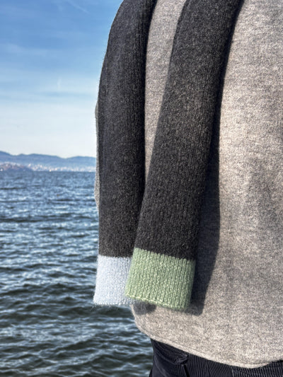 Écharpe en laine d'alpaga « Trio Colore » - Gris anthracite givré