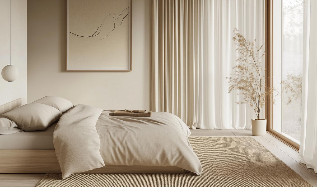 Weiche neutrale Farbschichten für Wärme und Tiefe im Schlafzimmer