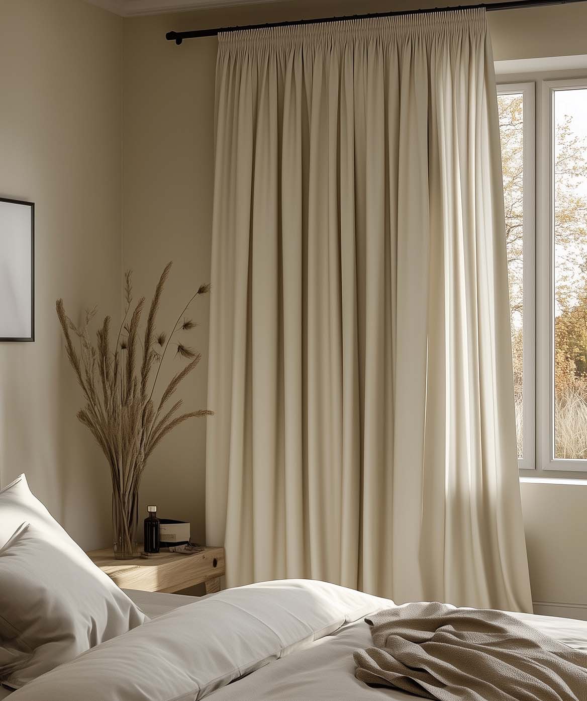 Wie man ein neutrales Schlafzimmer mit ruhigen Farben, Texturen und Charakter gestaltet