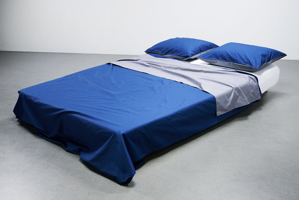 Percale Cotton Summer Cuff Sheet – Marine / Anthracite – ZigZagZurich