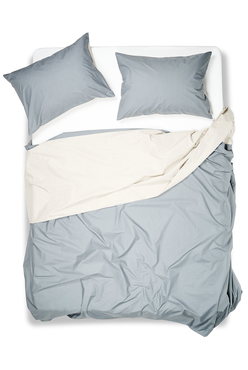 Percale Cotton Summer Cuff Sheet – Petrol / Midgrey – ZigZagZurich