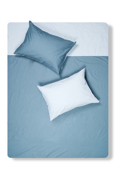 Percale Cotton Summer Cuff Sheet - Nickel / Powder Blue-ZigZagZurich