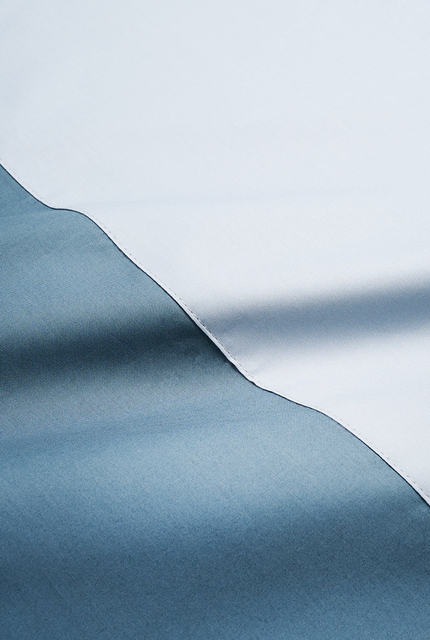 Percale Cotton Summer Cuff Sheet - Nickel / Powder Blue – ZigZagZurich