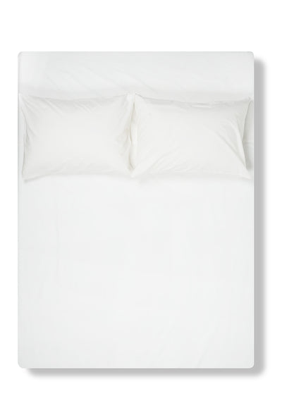 Percale Cotton Summer Cuff Sheet – White / White-ZigZagZurich