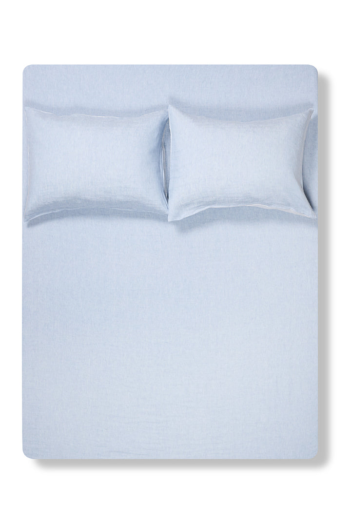 Linen Bedding Two Tone Stonewashed in Light Blue